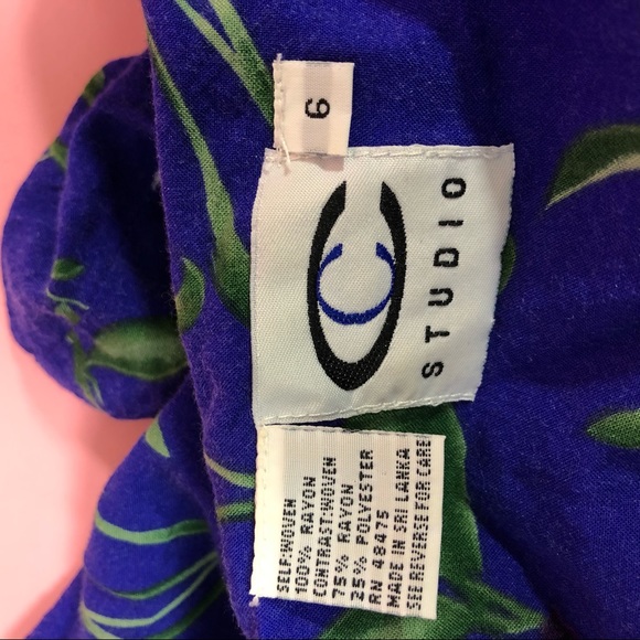 Vintage 80s floral button up purple midi dress 6S - Picture 7 of 7